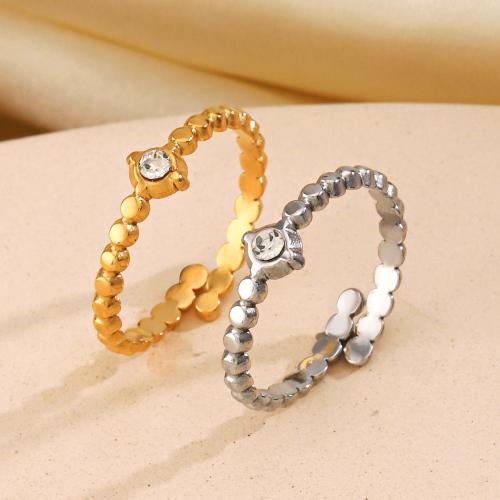 Rhinestone Stainless Steel Finger Ring 304 Stainless Steel fashion jewelry & for woman & with rhinestone Sold By PC