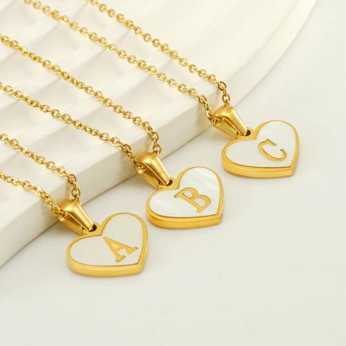 Stainless Steel Jewelry Necklace 304 Stainless Steel with Shell Heart fashion jewelry & Unisex golden Sold Per Approx 45 cm Strand