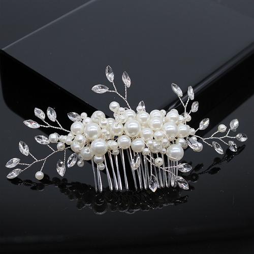 Decorative Hair Combs Brass with Plastic Pearl fashion jewelry & for woman & with rhinestone Sold By PC