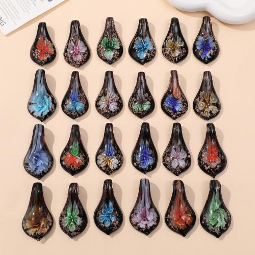 Colgantes de Cristal de Murano, Bricolaje & diferentes patrones para la opción, más colores para la opción, 60x30mm, 12PCs/Bolsa, Vendido por Bolsa