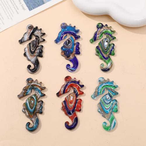 Pendentifs Murano de mode, chalumeau, hippocampe, DIY, plus de couleurs à choisir, 67x34mm, 12PC/sac, Vendu par sac