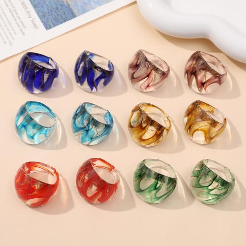 Finger Ring Jewelry, Lampwork, fashion jewelry & Unisex, more colors for choice, 25mm, Inner Diameter:Approx 18mm, 12PCs/Bag, Sold By Bag