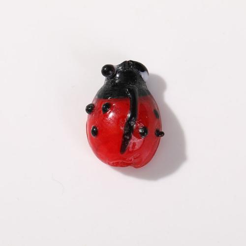 Rankų darbo Lampwork karoliukai, Vabzdžių, Pasidaryk pats, raudonas, 14.50x11mm, 12kompiuteriai/Krepšys, Pardavė Krepšys