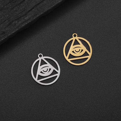 Stainless Steel Pendants, 304 Stainless Steel, Vacuum Ion Plating, DIY & evil eye pattern, more colors for choice, 14.80x16.80mm, Sold By PC