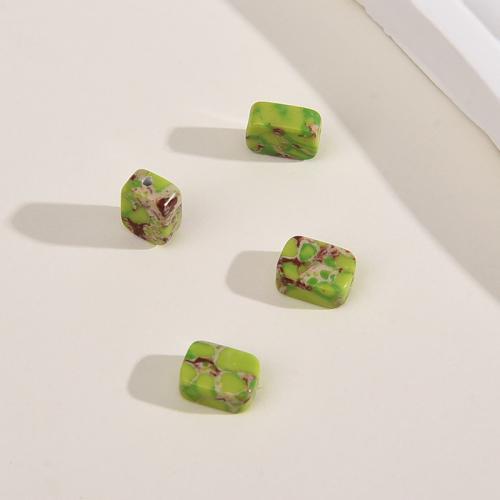 Resin Jewelry Beads, Rectangle, DIY, green, 6x8mm, 100PCs/Bag, Sold By Bag