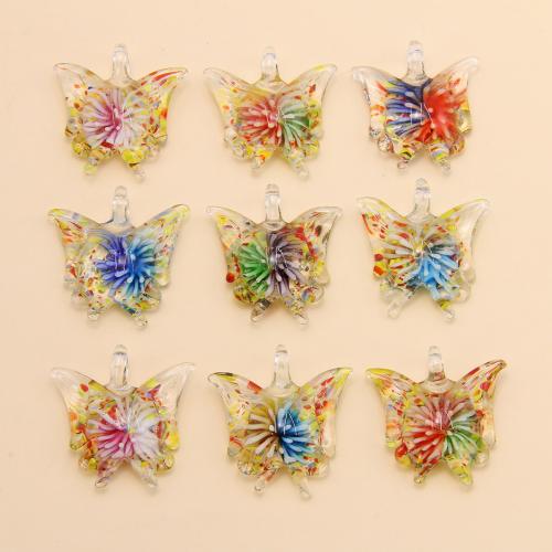 Fashion Lampwork Pendants, Butterfly, DIY, more colors for choice, 24PCs/Bag, Sold By Bag