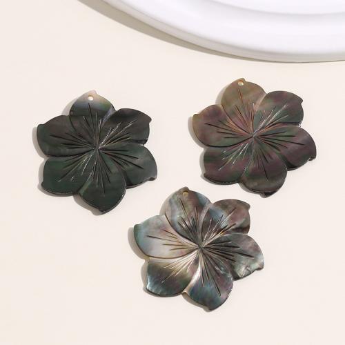 Black Lip Shell Pendant, Flower, DIY, black, 42x42mm, Sold By PC