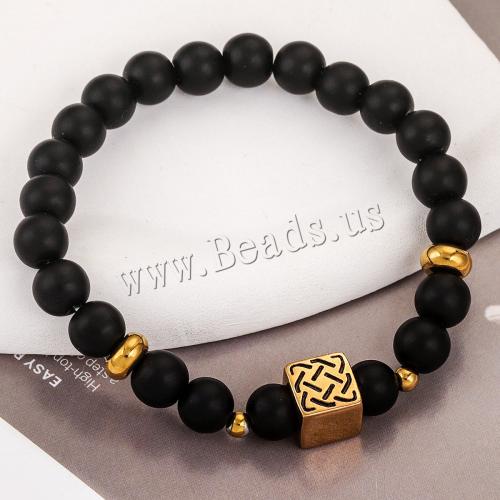 Pulsera de Acero Inoxidable, acero inoxidable 304, con resina, chapado en color dorado, diferentes estilos para la opción & para hombre, más colores para la opción, longitud:17 cm, Vendido por UD