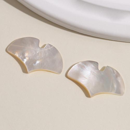 White Lip Shell Pendant, Ginkgo Leaf, DIY, white, 30x13mm, Sold By PC