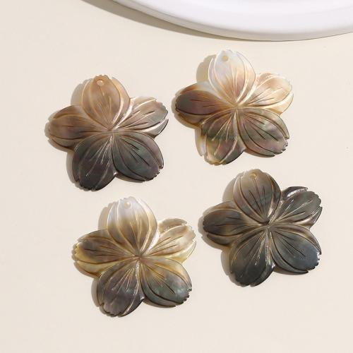 Black Lip Shell Pendant Flower polished DIY black Sold By PC