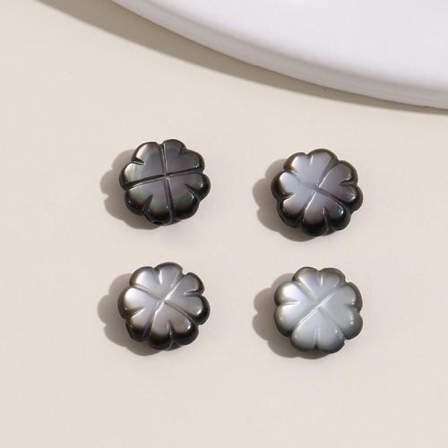 Black Shell Beads, Black Lip Shell, Four Leaf Clover, polished, DIY, black, 10x10mm, Sold By PC