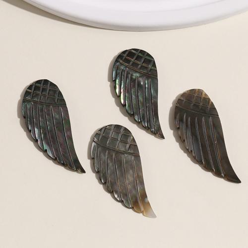 Black Lip Shell Pendant, Wing Shape, polished, DIY, black, 20x40mm, Sold By PC