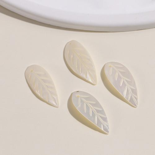 Hvid Lip Shell Pendel, Leaf, poleret, du kan DIY, hvid, 26x10mm, Solgt af PC