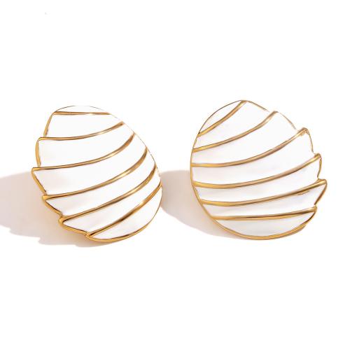 Stainless Steel Stud Earrings 304 Stainless Steel plated fashion jewelry & enamel Sold By Pair