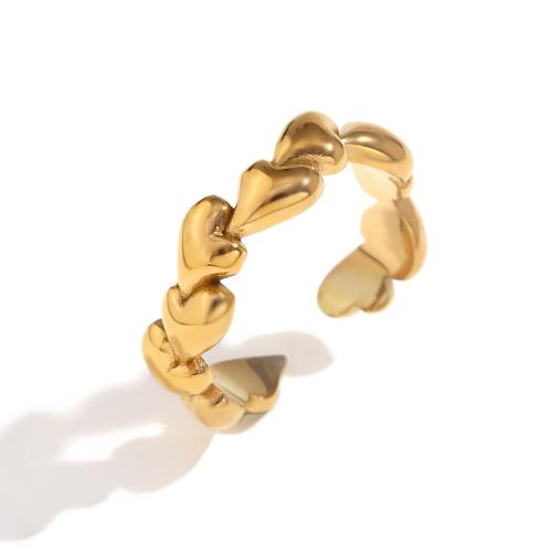 Vinger Ring in edelstaal, 304 roestvrij staal, gold plated, mode sieraden, gouden, Verkocht door PC