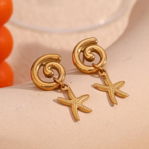 Stainless Steel Drop Earring, 304 Stainless Steel, gold color plated, fashion jewelry, golden, Sold By Pair