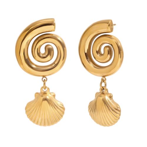 Stainless Steel Drop Earring, 304 Stainless Steel, gold color plated, fashion jewelry, golden, Sold By Pair