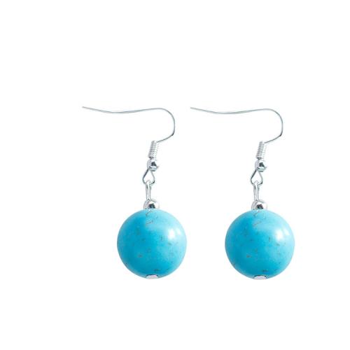 Boucles d'oreilles en alliage de zinc, avec turquoise, bijoux de mode & pour femme, 40x16mm, Vendu par paire