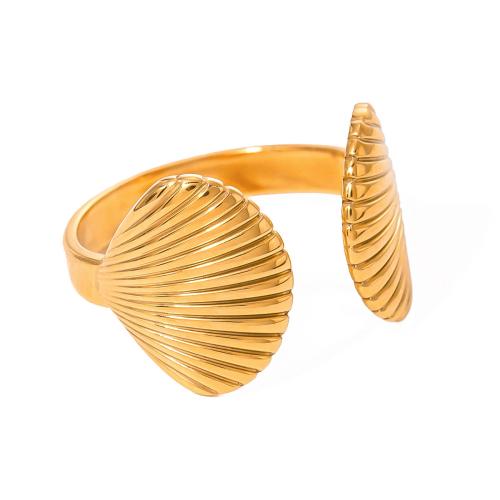 Stainless Steel Finger Ring, 304 Stainless Steel, Shell, fashion jewelry & for woman, gold, Sold By PC