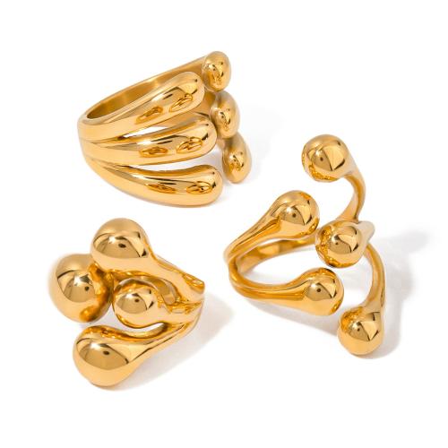 Anillo de dedo de acero inoxidable, acero inoxidable 304, 18K chapado en oro, Joyería & diferentes estilos para la opción & para mujer, Vendido por UD