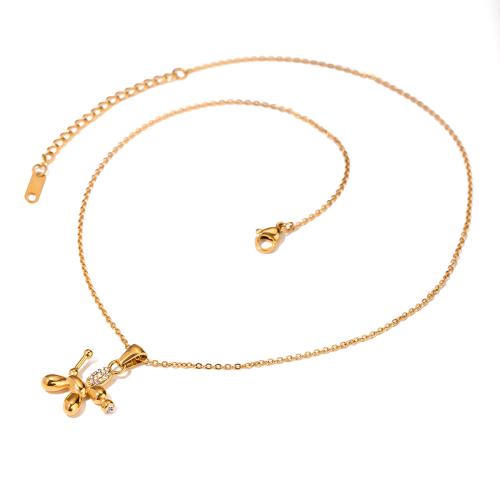 Stainless Steel Jewelry Necklace, 304 Stainless Steel, with 5cm extender chain, fashion jewelry & for woman & with rhinestone, gold, Length:40 cm, Sold By PC