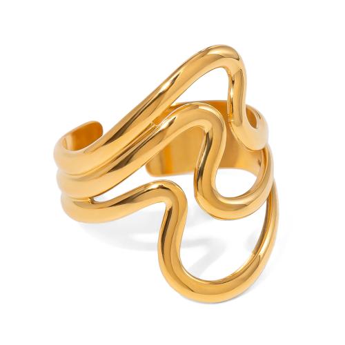 Stainless Steel Finger Ring, 304 Stainless Steel, fashion jewelry & for woman & hollow, gold, Sold By PC