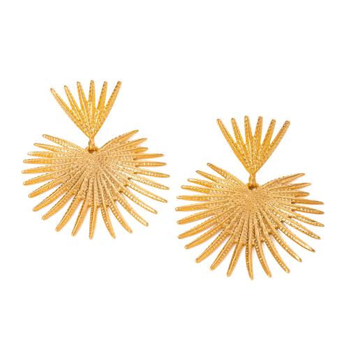 Stainless Steel Stud Earrings, 304 Stainless Steel, Leaf, fashion jewelry & for woman, gold, Sold By Pair