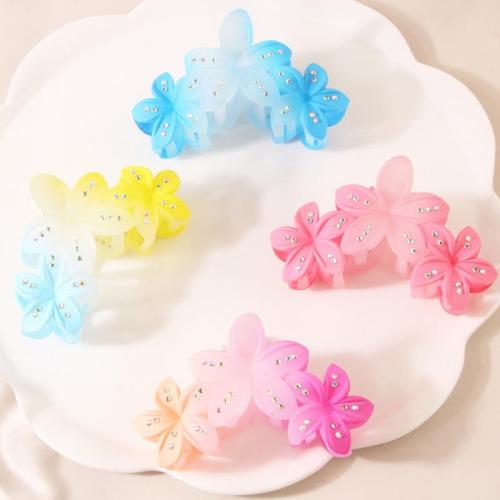 Hair Claw Clips, Plastic, Flower, stoving varnish, gradient color & for woman & with rhinestone, more colors for choice, Sold By PC