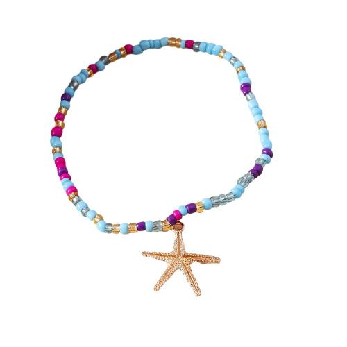 Fashion Jewelry Anklet Seedbead with Elastic Thread & Zinc Alloy for woman multi-colored Sold By PC