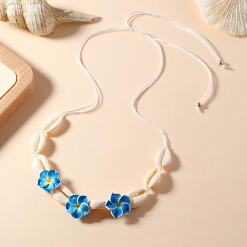 Shell Necklaces, with Polymer Clay & Wax Cord, fashion jewelry & Unisex, more colors for choice, Length:15.7-27.5 Inch, Sold By PC