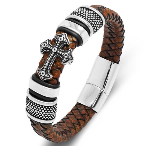 PU cavo bracciali, 304 acciaio inox, with PU, fatto a mano, unisex & formato differente per scelta, nessuno, Venduto da PC