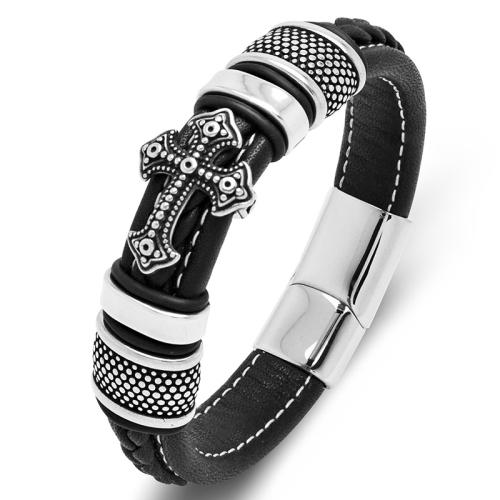 PU cavo bracciali, 304 acciaio inox, with PU, fatto a mano, unisex & formato differente per scelta, nessuno, Venduto da PC