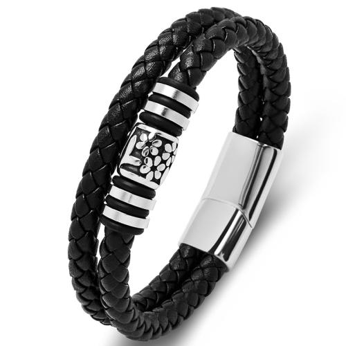 PU cavo bracciali, 304 acciaio inox, with PU, fatto a mano, unisex & formato differente per scelta, nessuno, Venduto da PC