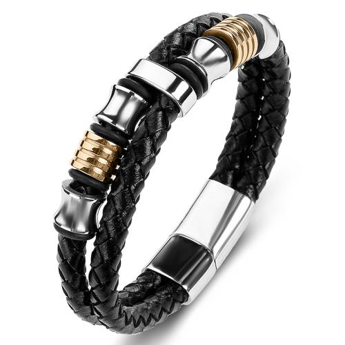 PU cavo bracciali, 304 acciaio inox, with PU, fatto a mano, unisex & formato differente per scelta, nessuno, Venduto da PC