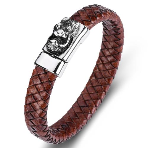 PU Leather Cord Bracelets, 304 Stainless Steel, with PU Leather, handmade, Unisex & different size for choice & different styles for choice, more colors for choice, Sold By PC