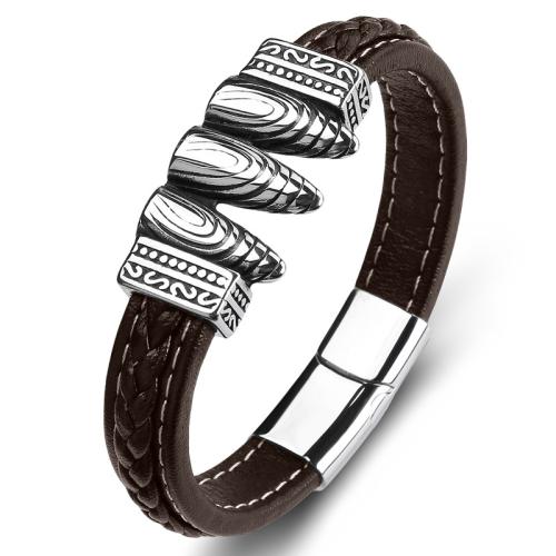 PU Leather Cord Bracelets 304 Stainless Steel with PU Leather handmade Unisex Sold By PC