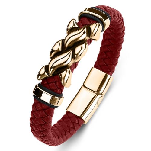 PU Leather Cord Bracelets 304 Stainless Steel with PU Leather handmade Unisex Sold By PC