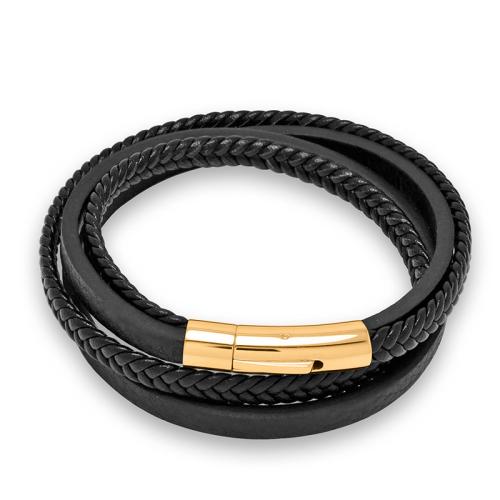 Bracelets cordon PU, Acier inoxydable 304, avec cuir PU, fait à la main, unisexe & normes différentes pour le choix, plus de couleurs à choisir, Vendu par PC