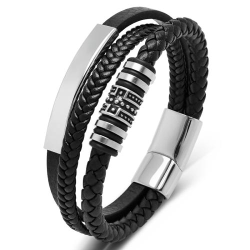 PU cavo bracciali, 304 acciaio inox, with PU, fatto a mano, unisex & formato differente per scelta, nessuno, Venduto da PC