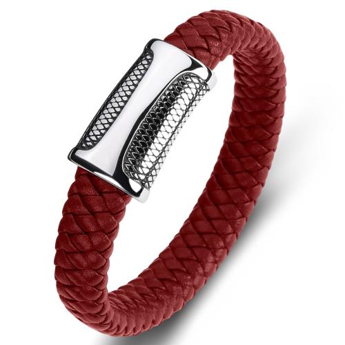 PU Leather Cord Bracelets, 304 Stainless Steel, with PU Leather, handmade, Unisex & different size for choice & different styles for choice, more colors for choice, Sold By PC