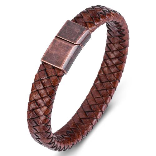 PU Leather Cord Bracelets, 304 Stainless Steel, with PU Leather, handmade, Unisex & different size for choice, more colors for choice, Sold By PC