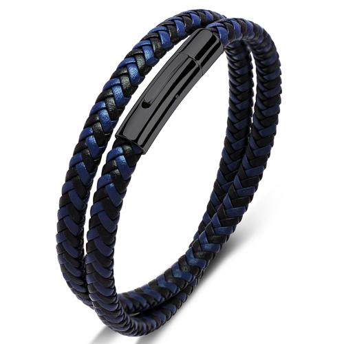 Bracelets cordon PU, Acier inoxydable 304, avec cuir PU, fait à la main, unisexe & normes différentes pour le choix, plus de couleurs à choisir, Vendu par PC