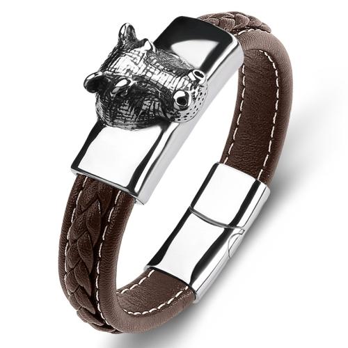 PU cavo bracciali, 304 acciaio inox, with PU, fatto a mano, unisex & formato differente per scelta & stili diversi per la scelta, nessuno, Venduto da PC