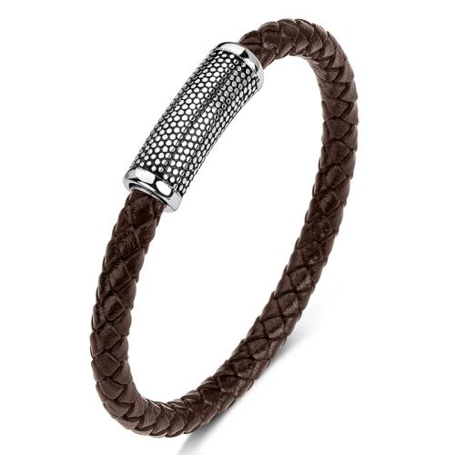 Bracelets cordon PU, Acier inoxydable 304, avec cuir PU, fait à la main, unisexe & normes différentes pour le choix & styles différents pour le choix, plus de couleurs à choisir, Vendu par PC