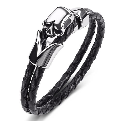 PU Leather Cord Bracelets 304 Stainless Steel with PU Leather handmade Unisex Sold By PC