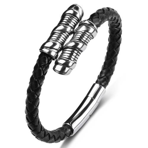 Bracelets cordon PU, Acier inoxydable 304, avec cuir PU, fait à la main, unisexe & normes différentes pour le choix, plus de couleurs à choisir, Vendu par PC