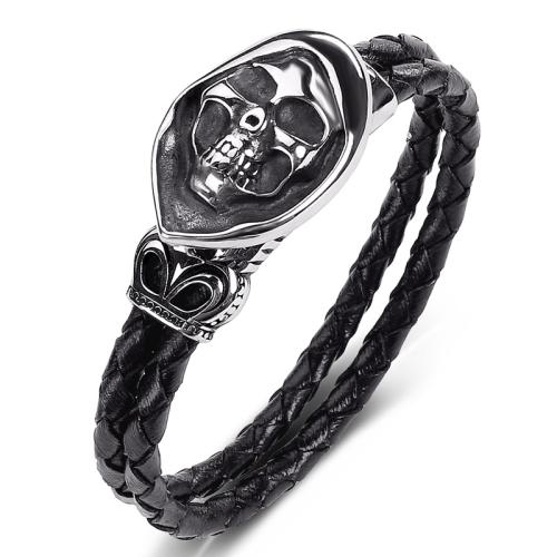 PU cavo bracciali, 304 acciaio inox, with PU, fatto a mano, unisex & formato differente per scelta, nessuno, Venduto da PC