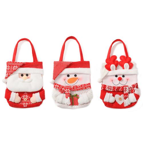 Sac cadeau cadeau de Noël, Étoffes, avec Coton de PP & velours de coton, Anti-poussière & Conception de Noël & styles différents pour le choix, plus de couleurs à choisir, 280x230x20mm, Vendu par PC