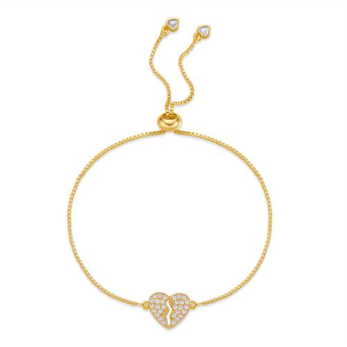 Cúbicos Circonia pulsera Latón Micro pavimenta, metal, chapado, micro arcilla de zirconia cúbica & para mujer, dorado, Vendido por UD