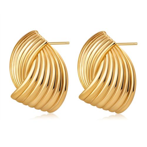 Brass Stud Earring, plated, for woman, golden, Sold By PC